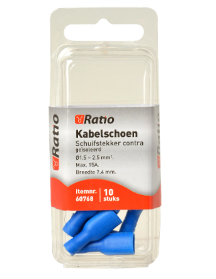 Afbeeldingen van KABELSCHOEN CONTRA VLAKSTEKKER 1,5-2,5MM² 10ST OP BLISTER