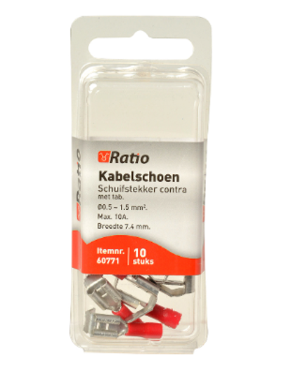 Afbeeldingen van KABELSCHOEN CONTRA+KOPPEL-VLAK 0,5-1,5MM² 10ST OP BLISTER
