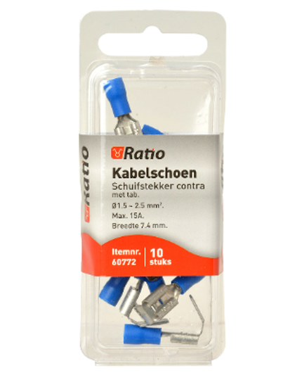 Afbeeldingen van KABELSCHOEN CONTRA+KOPPEL-VLAK 1,5-2,5MM² 10ST OP BLISTER