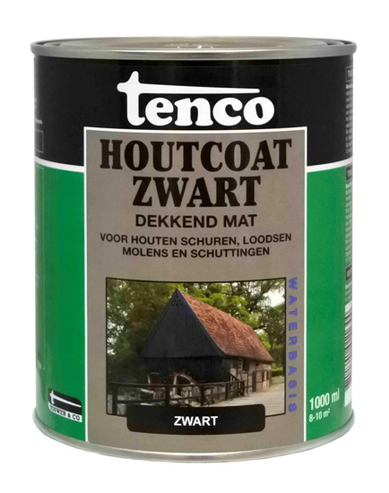 Afbeeldingen van TENCO HOUTCOAT ZWART MAT 1 LTR WATERBASIS