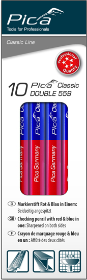 Afbeeldingen van PICA 559 DUBBEL POTLOOD ROOD/BLAUW 17,5CM