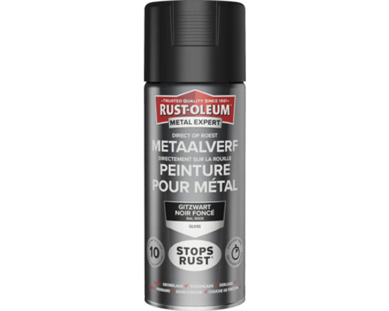Afbeeldingen van RUST-OLEUM METAALVERF HOOGGLANS, GITZWART RAL 9005, SPUITBUS 400ML