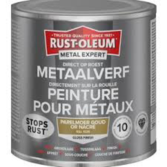 Afbeeldingen van RUST-OLEUM METAALVERF HOOGGLANS, PARELMOER GOUD RAL 1036, 250ML