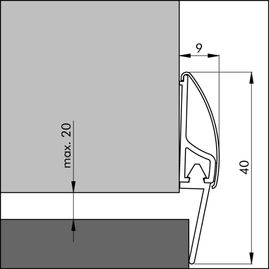 Afbeeldingen van ELLEN DORPELPROFIEL INOX RVS MET AFDICHTINGSLIP 100CM