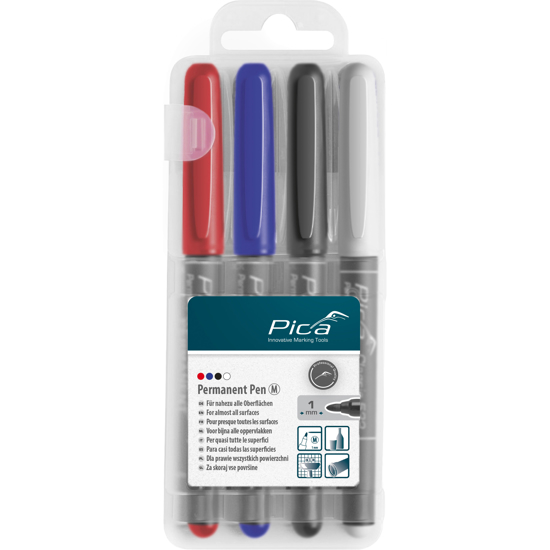 Afbeeldingen van PICA PERMANENT PEN, MEDIUM 1.0MM, SET OF 4