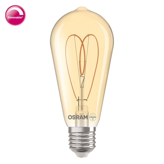 Afbeeldingen van OSRAM VINTAGE 1906 EDISON 60 HEART LED FILAMENT DIM 8W 922 GOLD E27