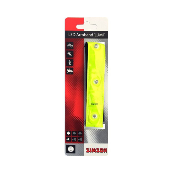 Afbeeldingen van SIMSON REFLECTIE ARMBAND MET 4 LED'S MET KNIPPER- EN STANDLICHT, INCL. BATTERIJEN