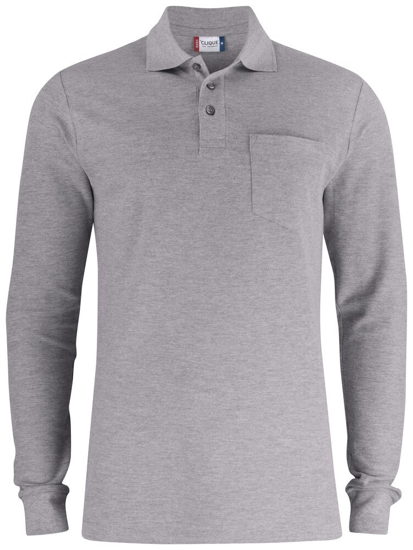 Afbeeldingen van BASIC POLO LS POCKET GRIJSMELANGE XS