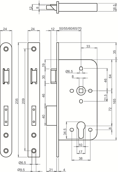Afbeeldingen van NEMEF VEILIGHEIDS DEURSLOT 242217T2450 SKG** DOORNMAAT 50MM - PC72 - DR 1+3/2+4 - VOORPLAAT RVS