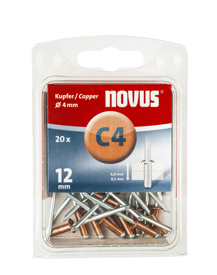 Afbeeldingen van NOVUS BLINDKLINKNAGEL C4 X 12MM, KOPER, 20 ST.