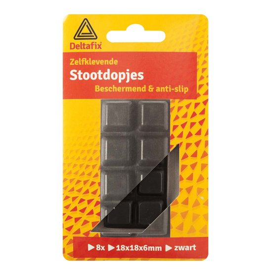 Afbeeldingen van DELTAFIX STOOTDOP ZELFKLEVEND ZWART 18MM X 18MM X 6MM 8ST