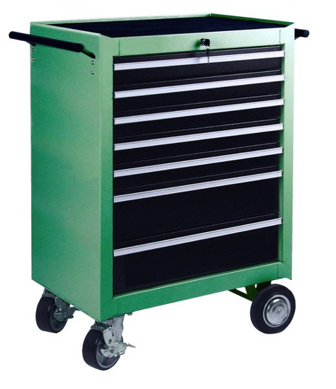 Afbeeldingen van GEREEDSCHAPWAGEN 321 DLG GREEN, SOLIDE PLAATSTAAL, GROEN GEPOEDERCOAT 820*460*1010