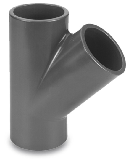 Afbeeldingen van VDL T-STUK 45° PVC-U 90 MM LIJMMOF 10BAR GRIJS