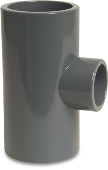 Afbeeldingen van PVC-U T-STUK 90GRADEN 16BAR GRIJS LIJMMOF 32MM X 16MM X 32MM