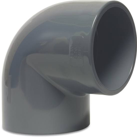 Afbeeldingen van PROFEC KNIE 90° PVC-U 75 MM LIJMMOF 16BAR GRIJS