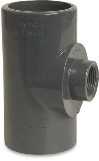 Afbeeldingen van PVC-U T-STUK 90GRADEN 16BAR GRIJS LIJMMOF 20MM X 1/2"BI X 20MM