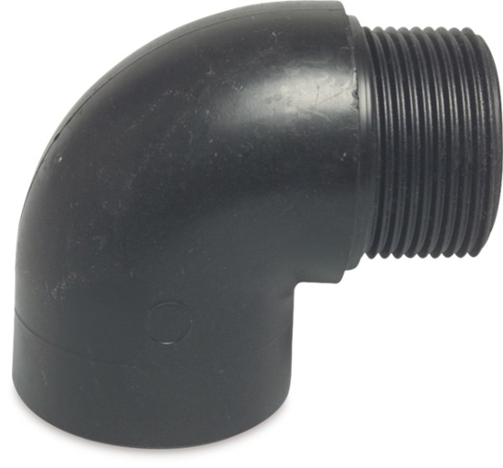 Afbeeldingen van PP KNIE 90GRADEN 10BAR ZWART 3/4"BI X 3/4"BUI