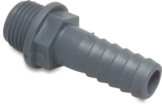 Afbeeldingen van SLANGTULE PP 1 1/2" X 50 MM BUITENDRAAD X SLANGTULE 6BAR GRIJS