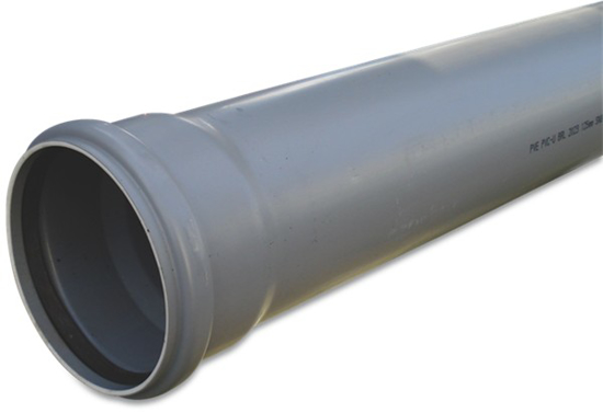 Afbeeldingen van AFVOERBUIS PVC-U 125 MM X 3,2 MM SN4 MANCHET X GLAD GRIJS 5M KOMO