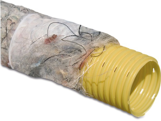 Afbeeldingen van DRAINAGEBUIS PVC-U 80 MM KLIKMOF X GLAD GEEL 50M KIWA/KOMO TYPE GEPERFOREERD OMHULD MET PP450