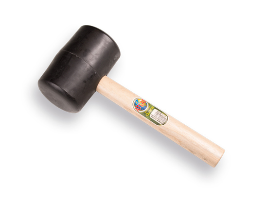 Afbeeldingen van RUBBERHAMER ATLAS NR. 9 HARD 90 SHORE, 2.0 KG Ø 100 X 160 MM, MET HICKORY STEEL