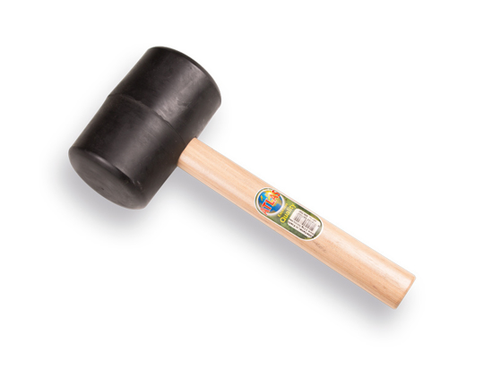 Afbeeldingen van RUBBERHAMER ATLAS NR. 9 ZACHT 70 SHORE, 2.0 KG Ø 100 X 160 MM, MET HICKORY STEEL
