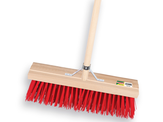 Afbeeldingen van STRAATBEZEM SOLIDE PPN 41 CM, VLAKKE KAP, MET IKAPE STEEL 150 X 2,8 CM EN STOKHOUDER. FSC 100%