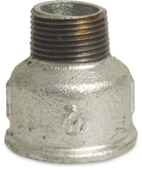 Afbeeldingen van MALLEABELE SOKNIPPEL GEGALVANISEERD 1 1/2" X 1 1/4" BINNENDRAAD X BUITENDRAAD