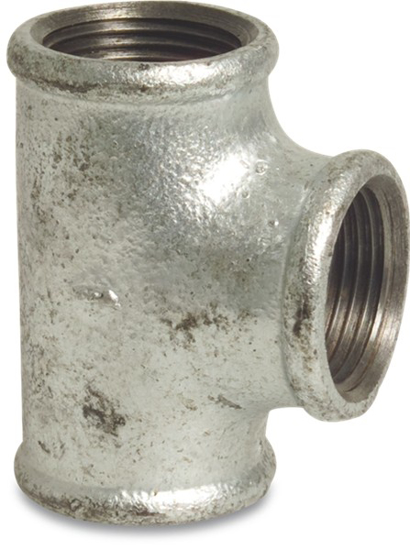 Afbeeldingen van PROFEC NR. 130 T-STUK 90° GIETIJZER GEGALVANISEERD 1" X 1/2" X 1" BINNENDRAAD 25BAR DVGW