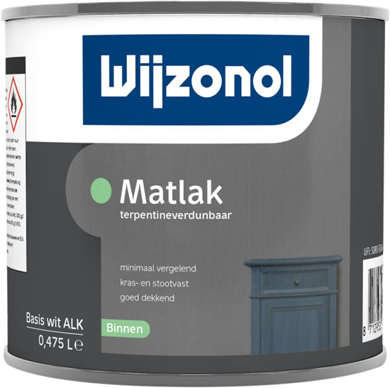 Afbeeldingen van WIJZONOL MATLAK ALKYD BASIS WIT 475ML