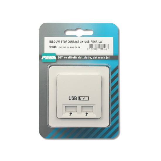 Afbeeldingen van INBOUW STOPCONTACT 2X USB PEHA LW