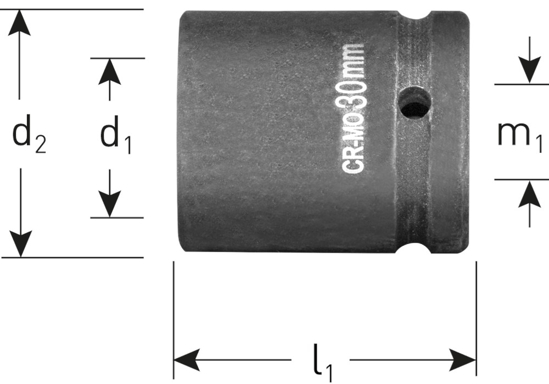 Afbeeldingen van KRACHTDOP, BINNENVIERKANT 1/2", KORT, L=40, SW 13