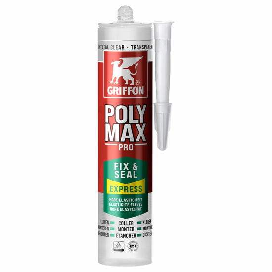 Afbeeldingen van GRIFFON POLY MAX® FIX&SEAL EXPRESS LIJMKIT CRYSTAL CLEAR KOKER 300G