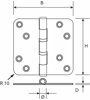 Afbeeldingen van DX KOGELLAGERSCHARNIER RONDE HOEKEN RVS GEBORSTELD ZWART GELAKT 89X89MM