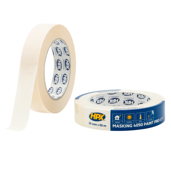 Afbeeldingen van HPX MASKING TAPE 60°C - CREMEWIT 25MM X 50M