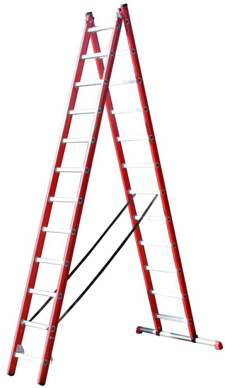 Afbeeldingen van REFORMLADDER 2-DELIG ALUMINIUM 2 X 14 MET STALEN BALK 4T