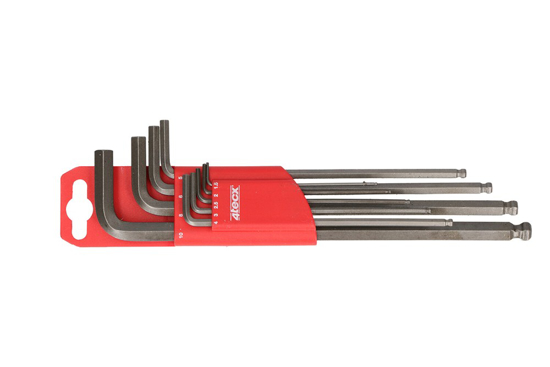 Afbeeldingen van STIFTSLEUTELSET ZESKANT/KOGELKOP 9-DELIG EXTRA LANG 1,5-10MM 4T